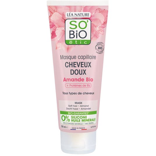 boho cosmetics Masque crème cheveux doux Lait d'Amande Bio et Protéines de riz - SO'BiO étic