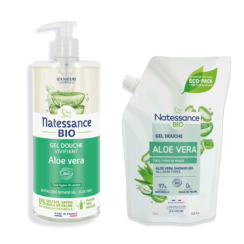 Duo Flacon et Ecopack Gel douche Aloe Vera  - NATESSANCE