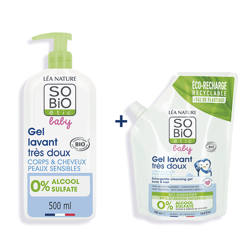 Duo Flacon et Ecopack Baby Gel lavant très doux - SO BIO ETIC