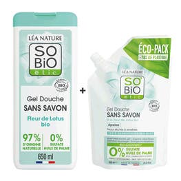 Duo Flacon et Ecopack douche sans savon Fleur de Lotus  - SO BIO ETIC