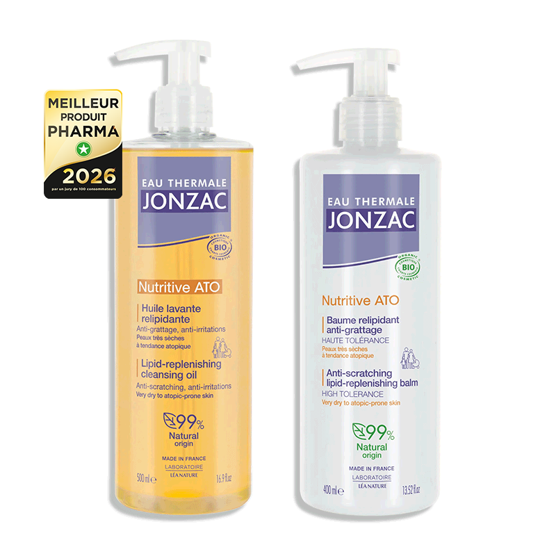 Duo Huile de douche et Baume relipidant Nutritive ATO - EAU THERMALE JONZAC