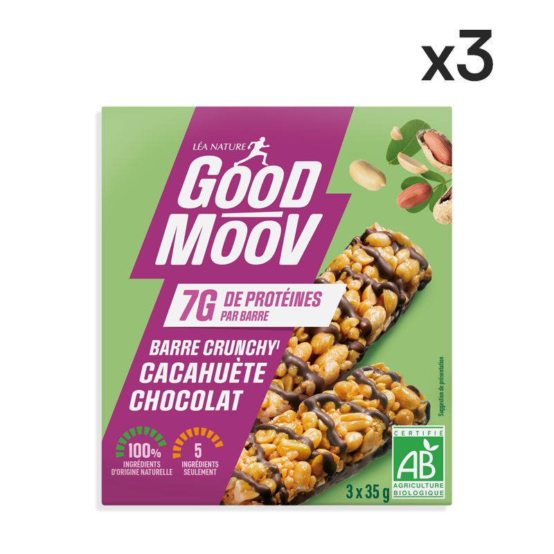 Lot de 3 - Barres cacahuètes chocolats - GOOD MOOV