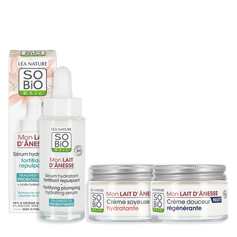 TRIO sérum et crème jour/nuit soyeuse hydratante, Mon Lait d'Ânesse  - SO BIO ETIC