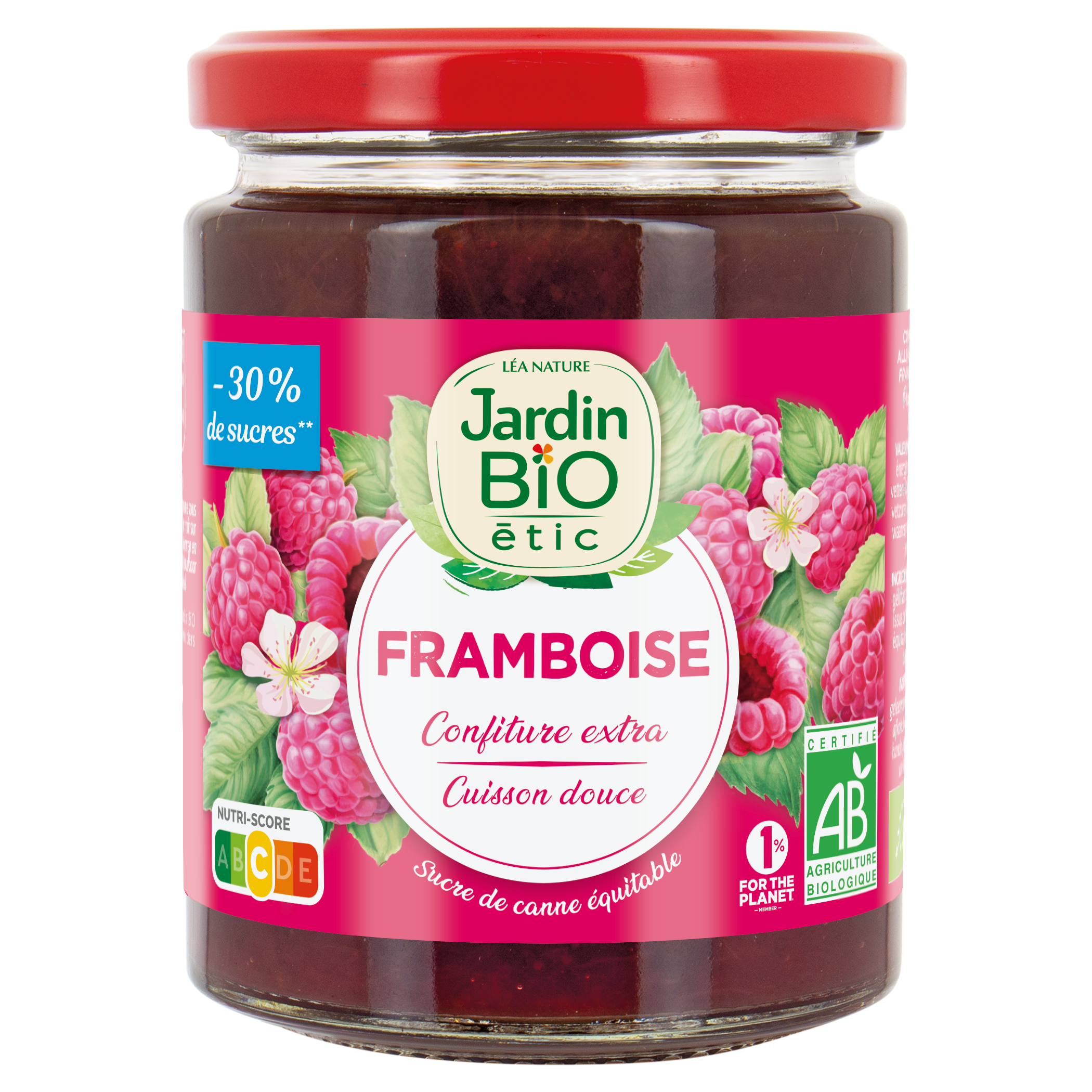 Confiture extra Framboise - bio - JARDIN BIO