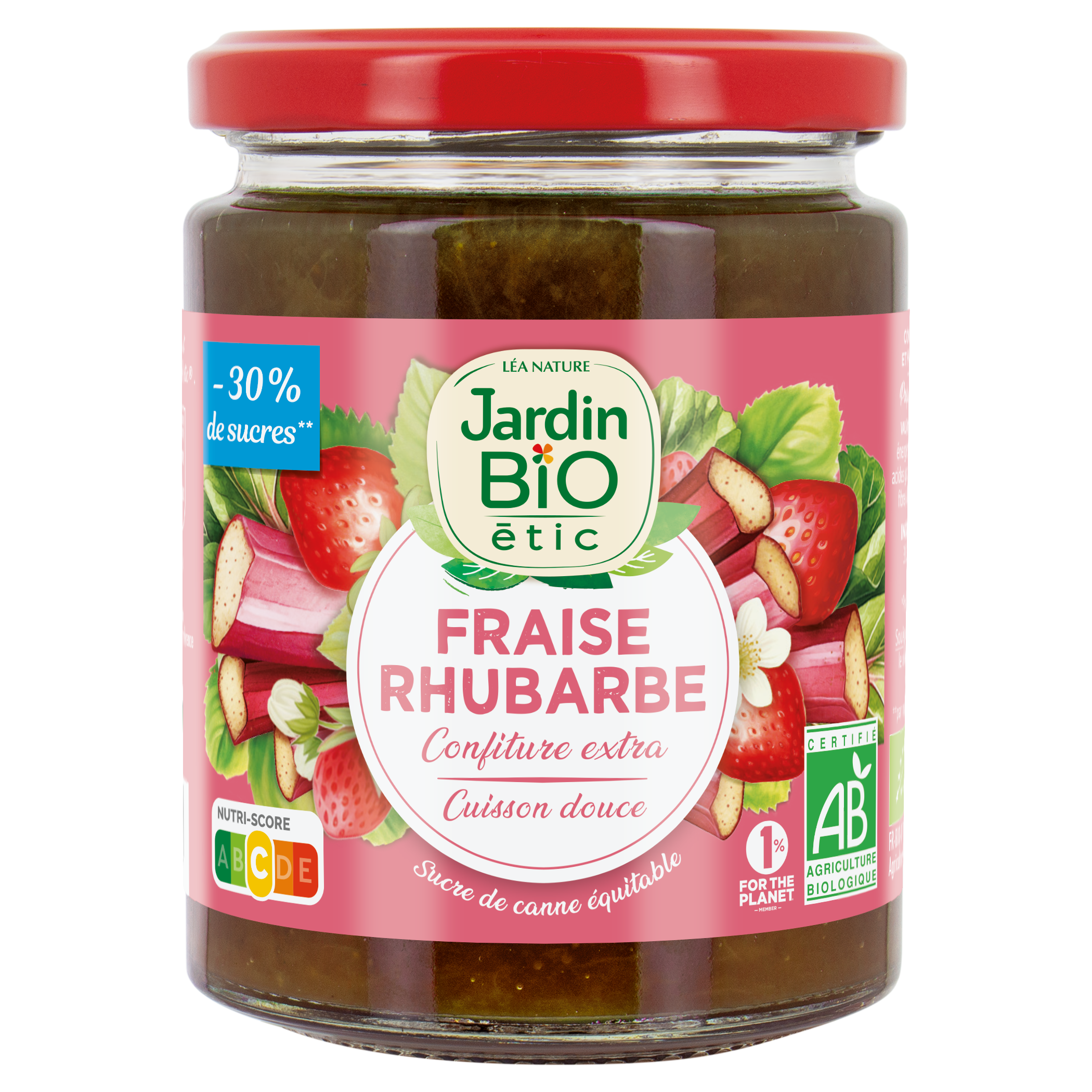 Confiture extra Rhubarbe Fraise - bio - JARDIN BIO