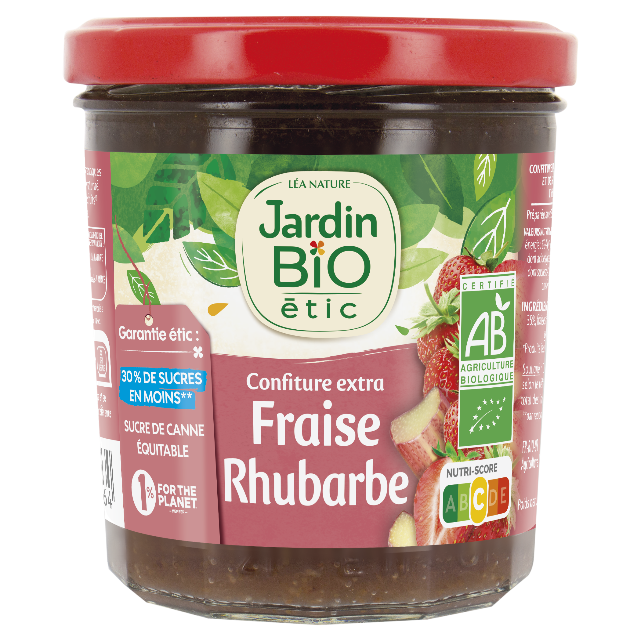 Confiture extra Rhubarbe Fraise - bio - JARDIN BIO