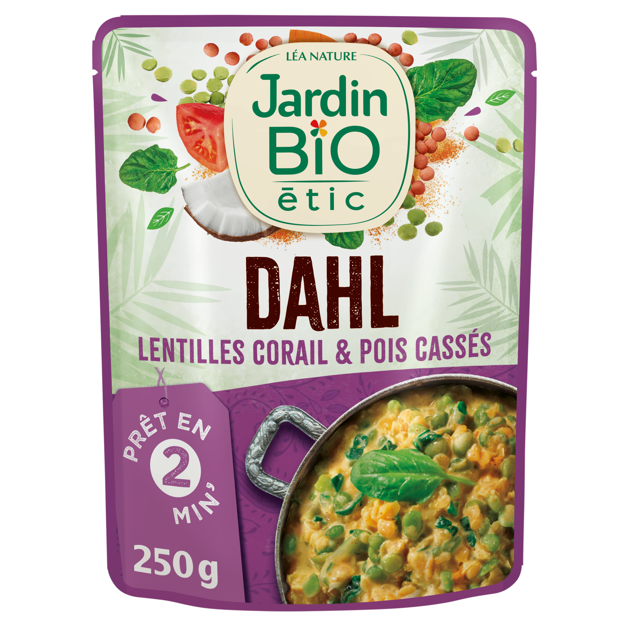 Dahl de lentilles corail et pois cassés bio Source de fibres et protéines - JARDIN BIO