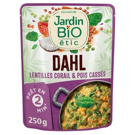 Dahl de lentilles corail et pois cassés bio Source de fibres et protéines - JARDIN BIO