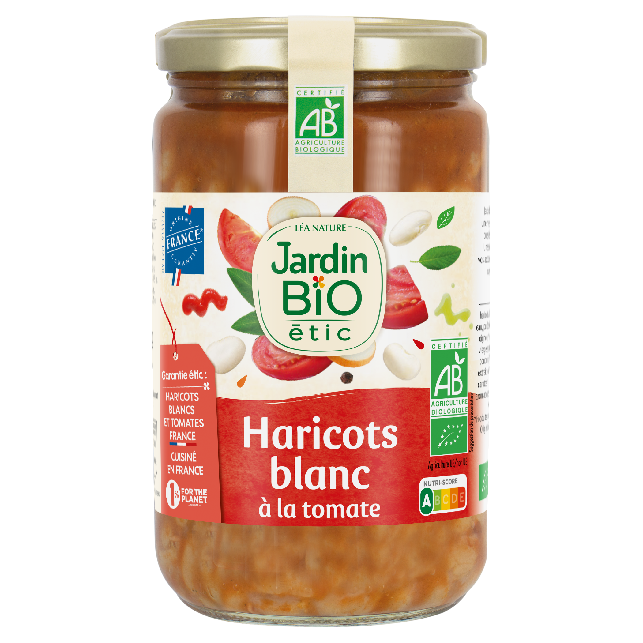 Haricots Blancs cuisinés à la tomate - bio - JARDIN BIO