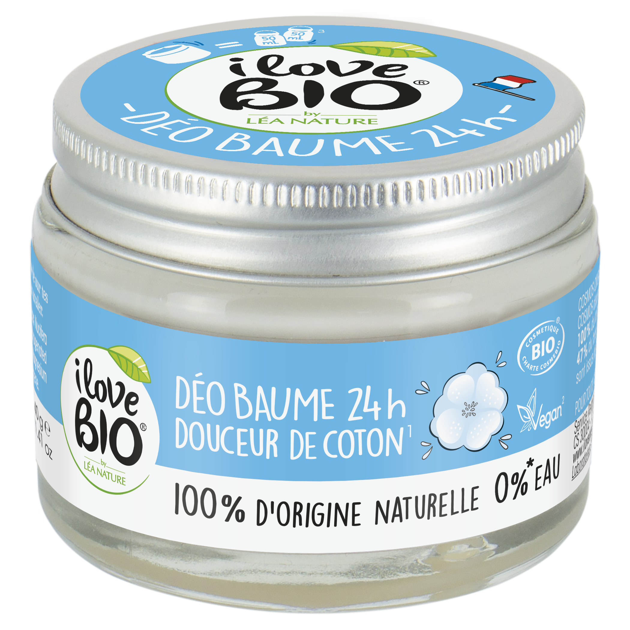 Déodorant baume 24h, douceur de Coton - I LOVE BIO