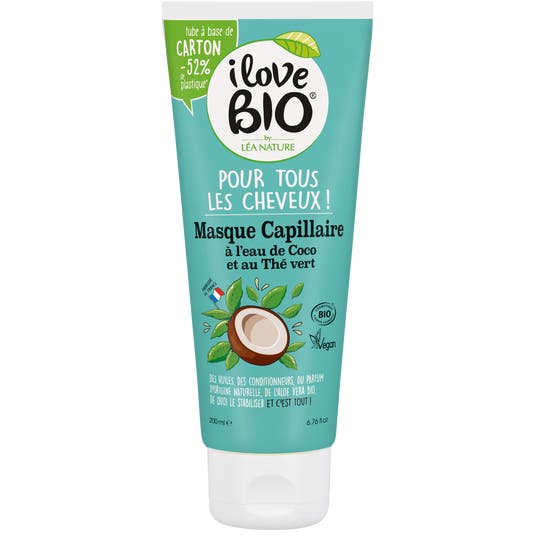 boho cosmetics Masque pour tous les cheveux à l'eau de Coco & Thé vert 200ml - I Love Bio