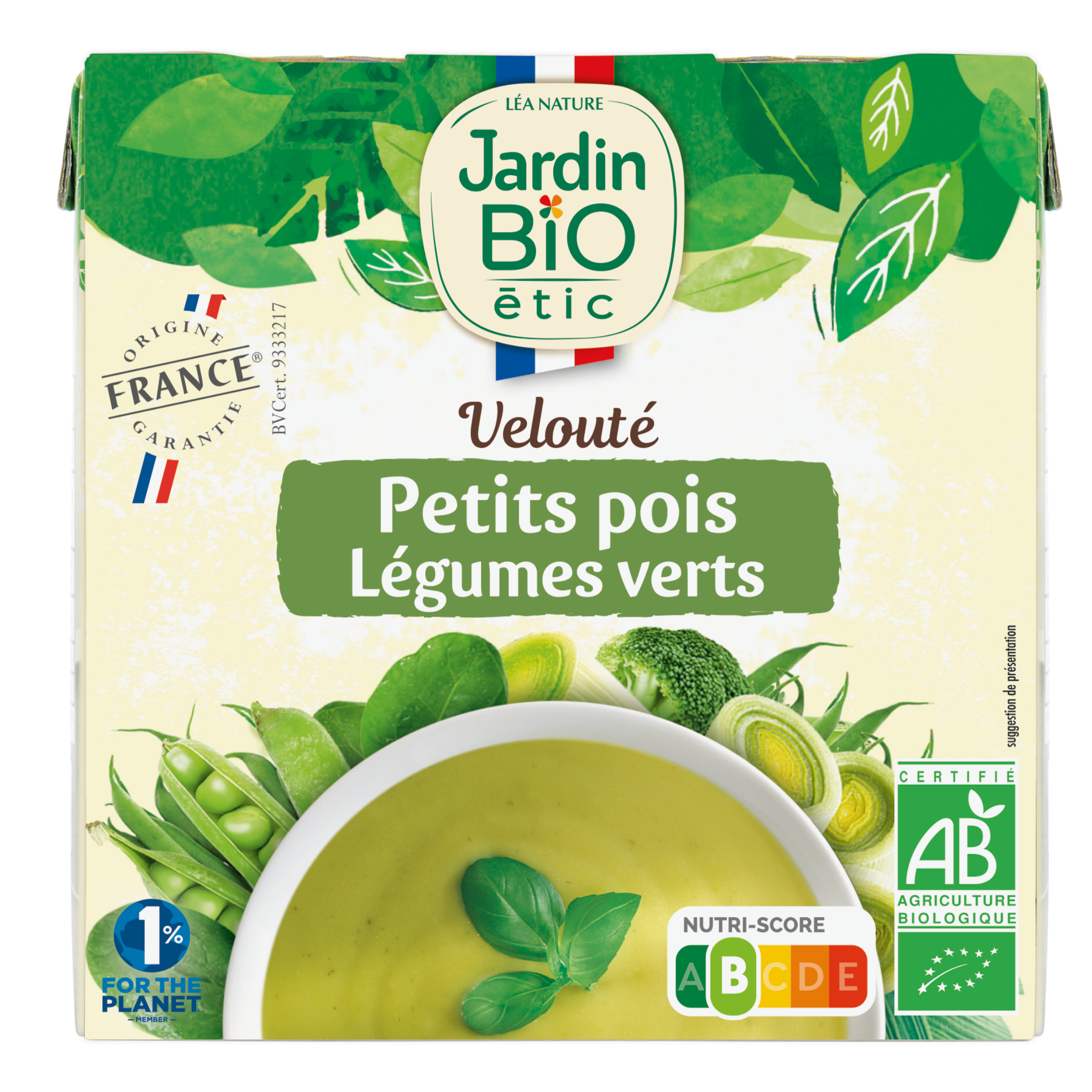 Velouté petits pois légumes verts - bio - JARDIN BIO