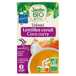 Velouté de légumes, lentilles corail, lait de coco et curry - bio - JARDIN BIO