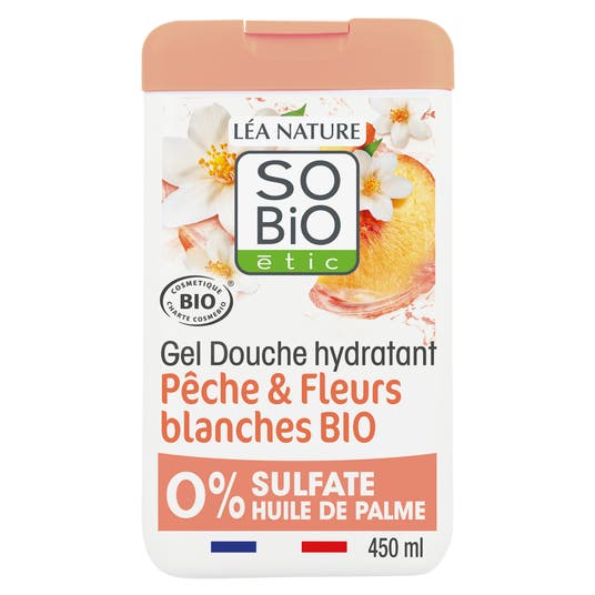 boho cosmetics Vente Gel douche hydratant Pêche et Fleurs blanches Bio - Douches
