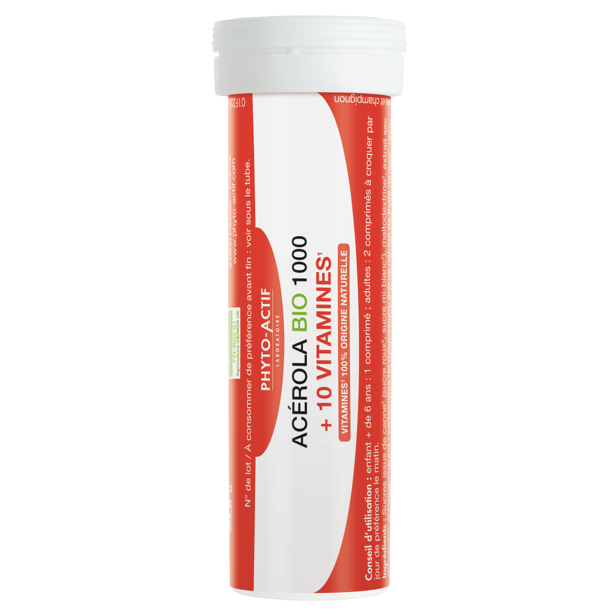 Acérola Bio 1000 + 10 vitamines - PHYTO ACTIF