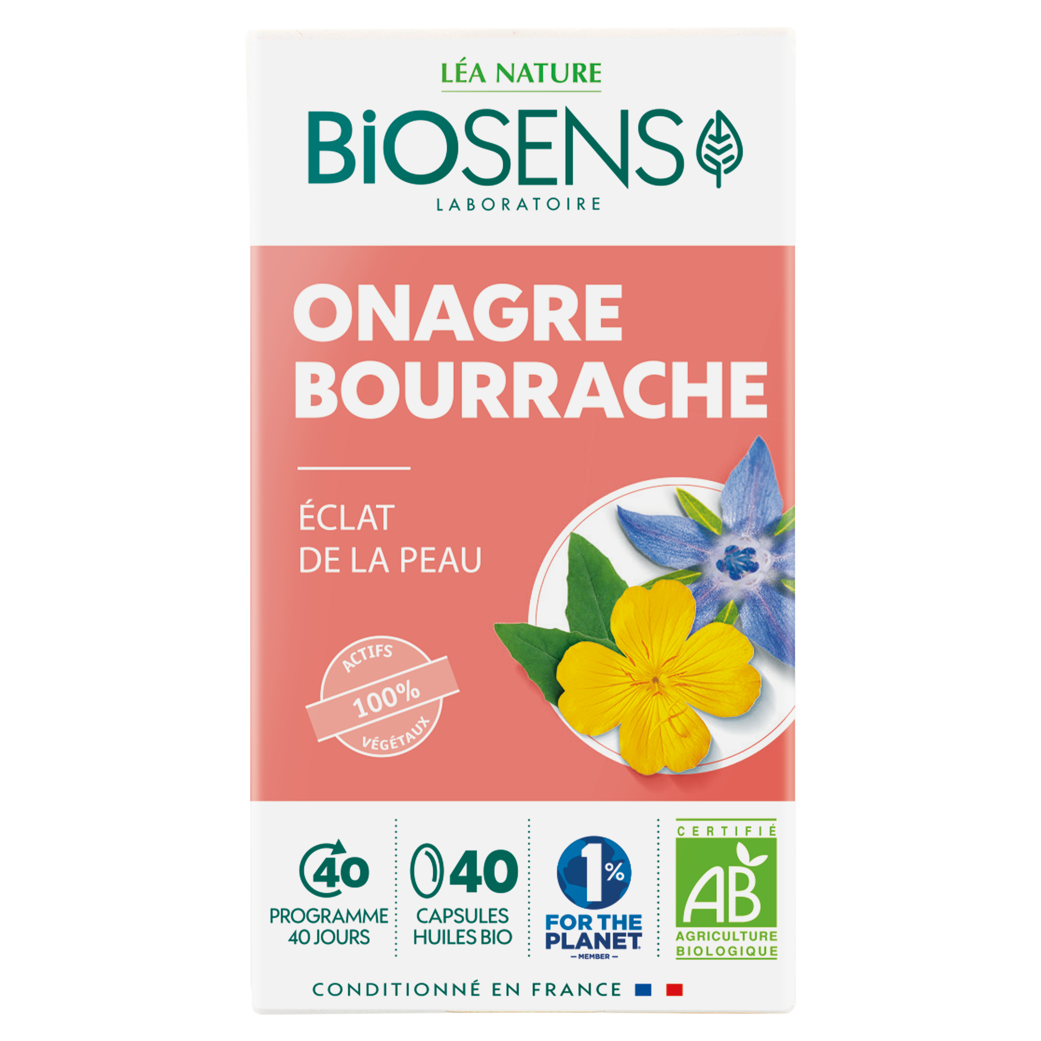 Capsule Onagre Bourrache Eclat de la peau 40 caps - BIOSENS
