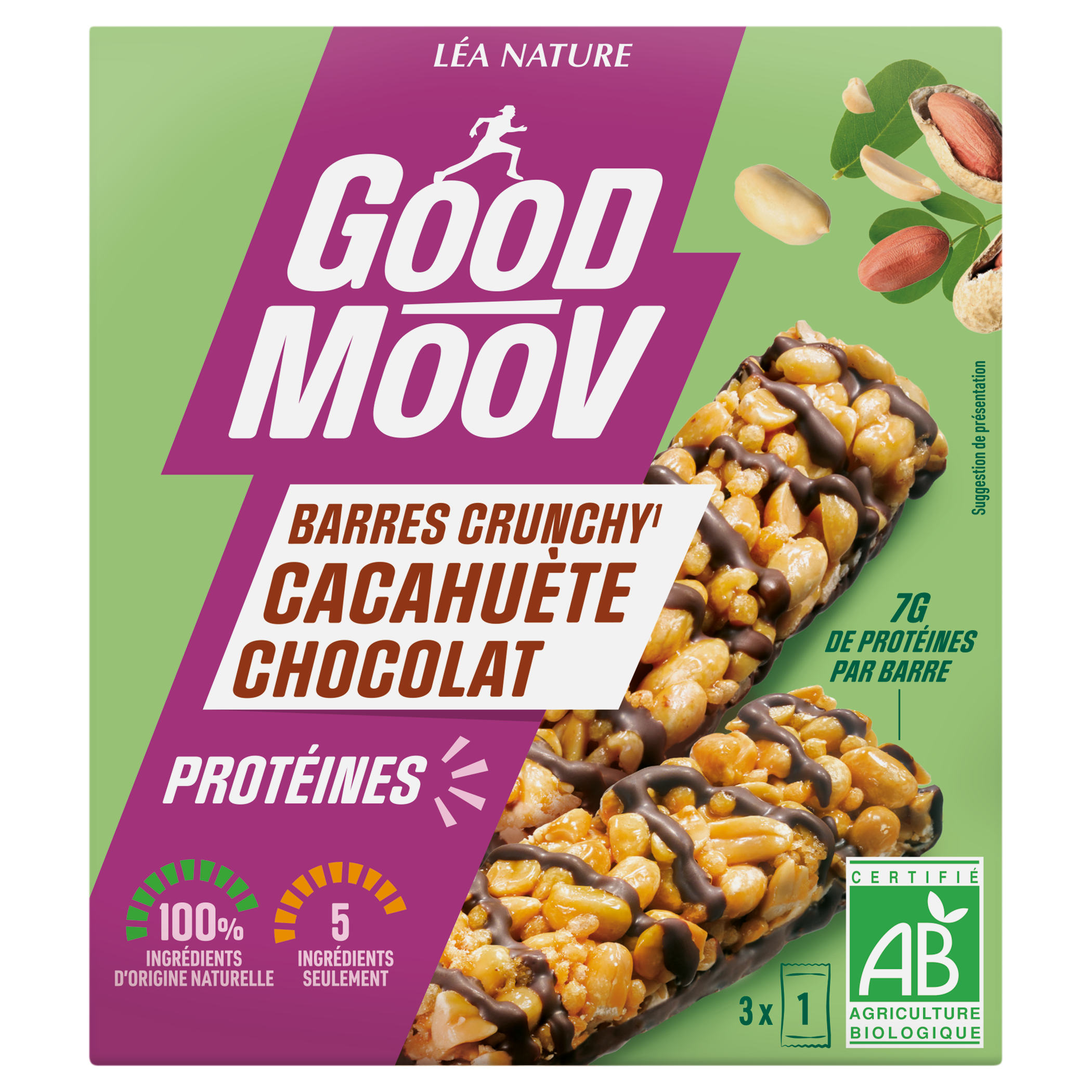 Barre cacahuète chocolat bio - GOOD MOOV
