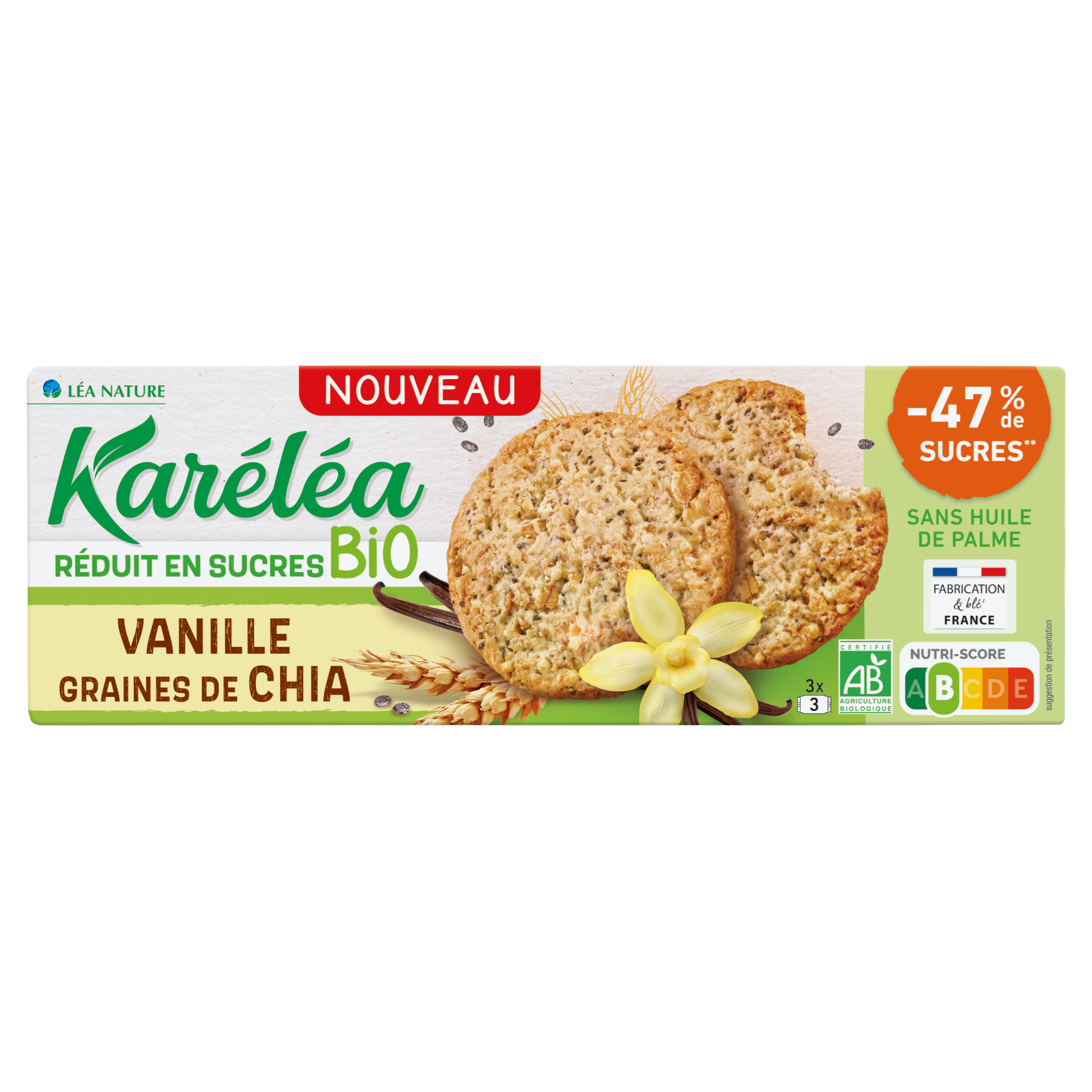 Biscuits Vanille graines de Chia Bio Réduits en sucres - KARELEA