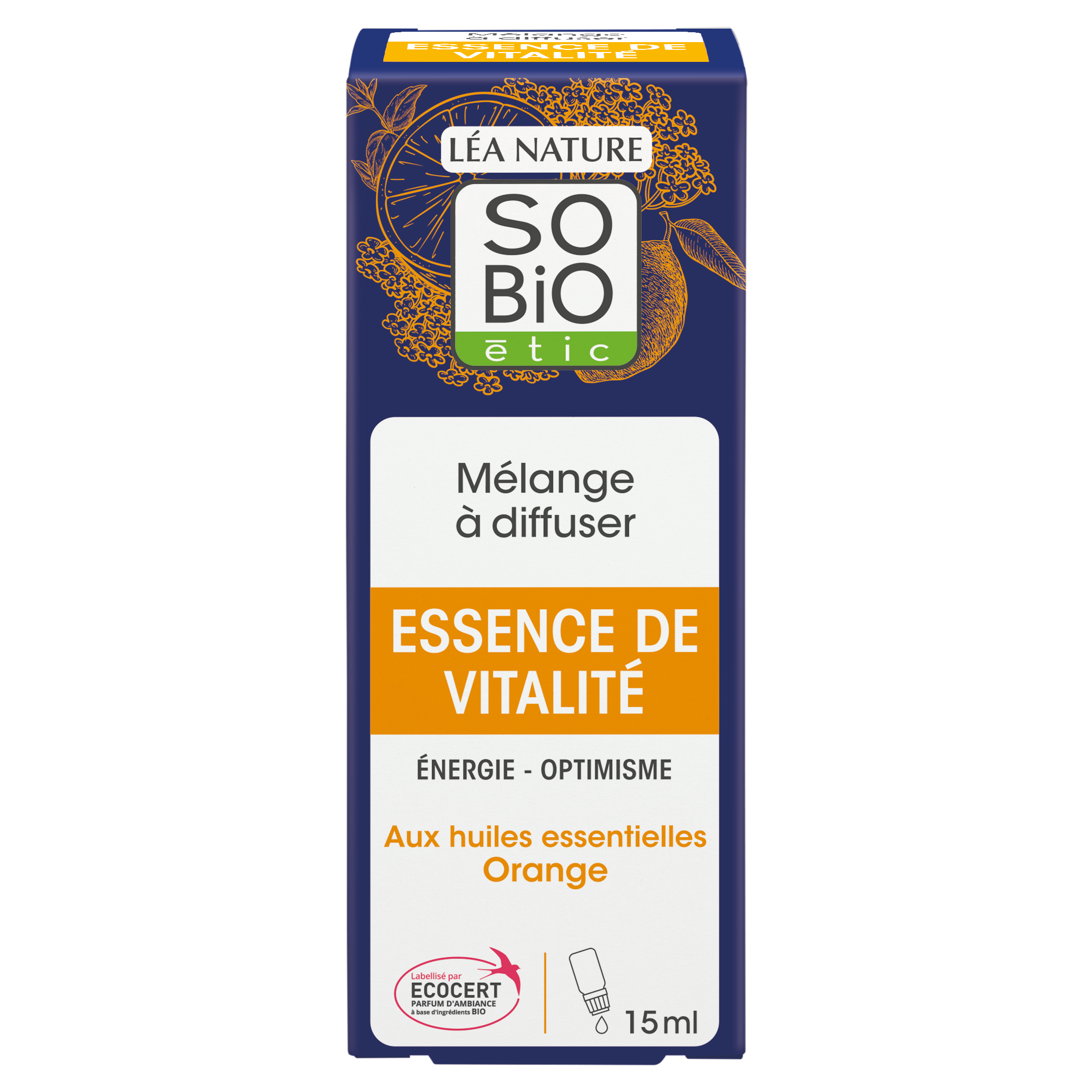 Essence de vitalité aux huiles essentielles d'orange - SO BIO ETIC