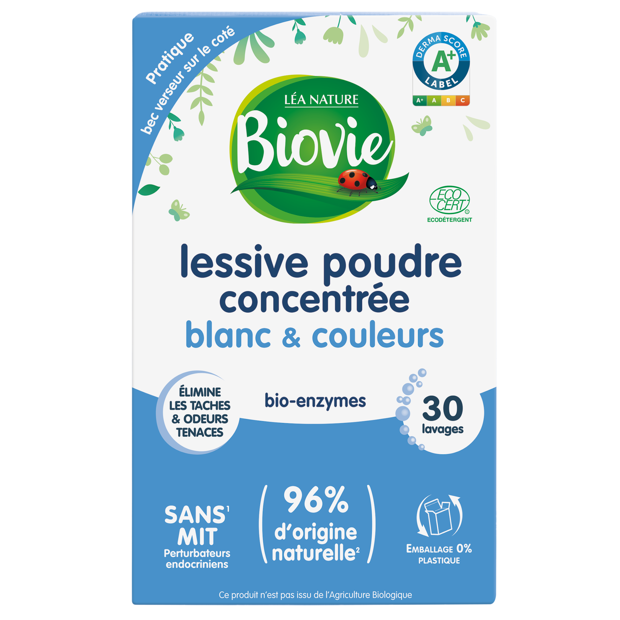 Lessive poudre concentrée blanc & couleur - BIOVIE