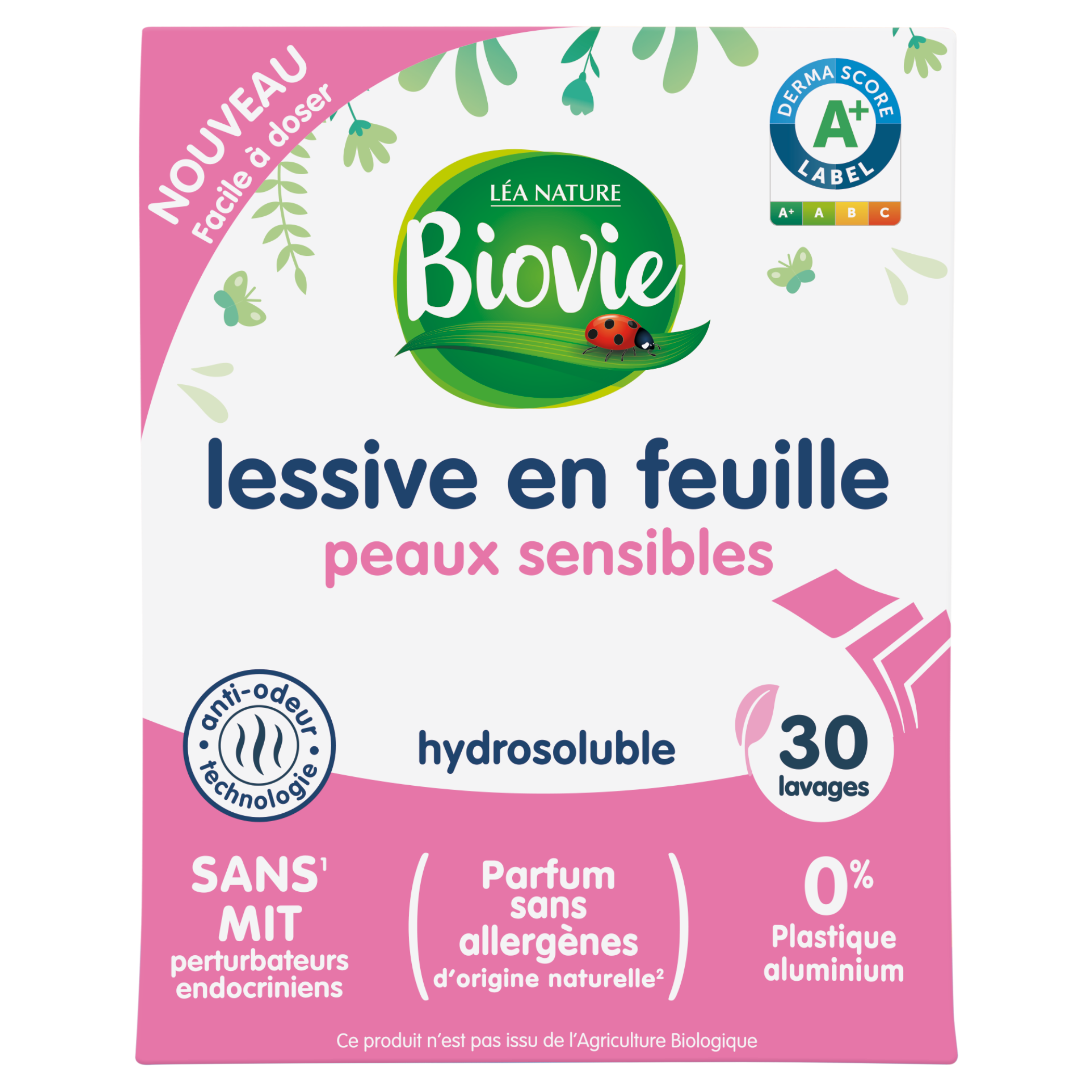 Lessive feuille peaux sensible -30 lavages - BIOVIE