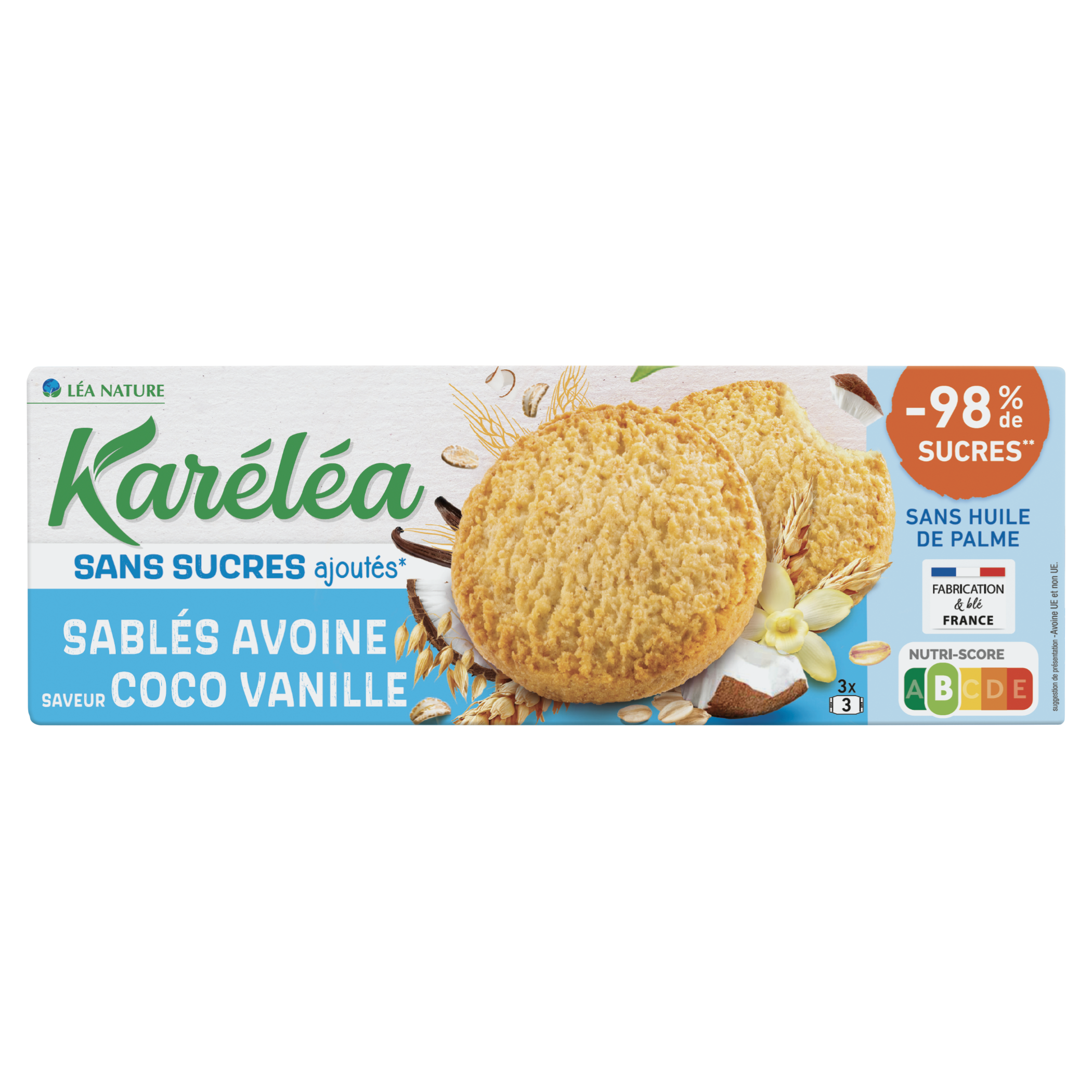Sablés Avoine Saveur Coco Vanille  - KARELEA