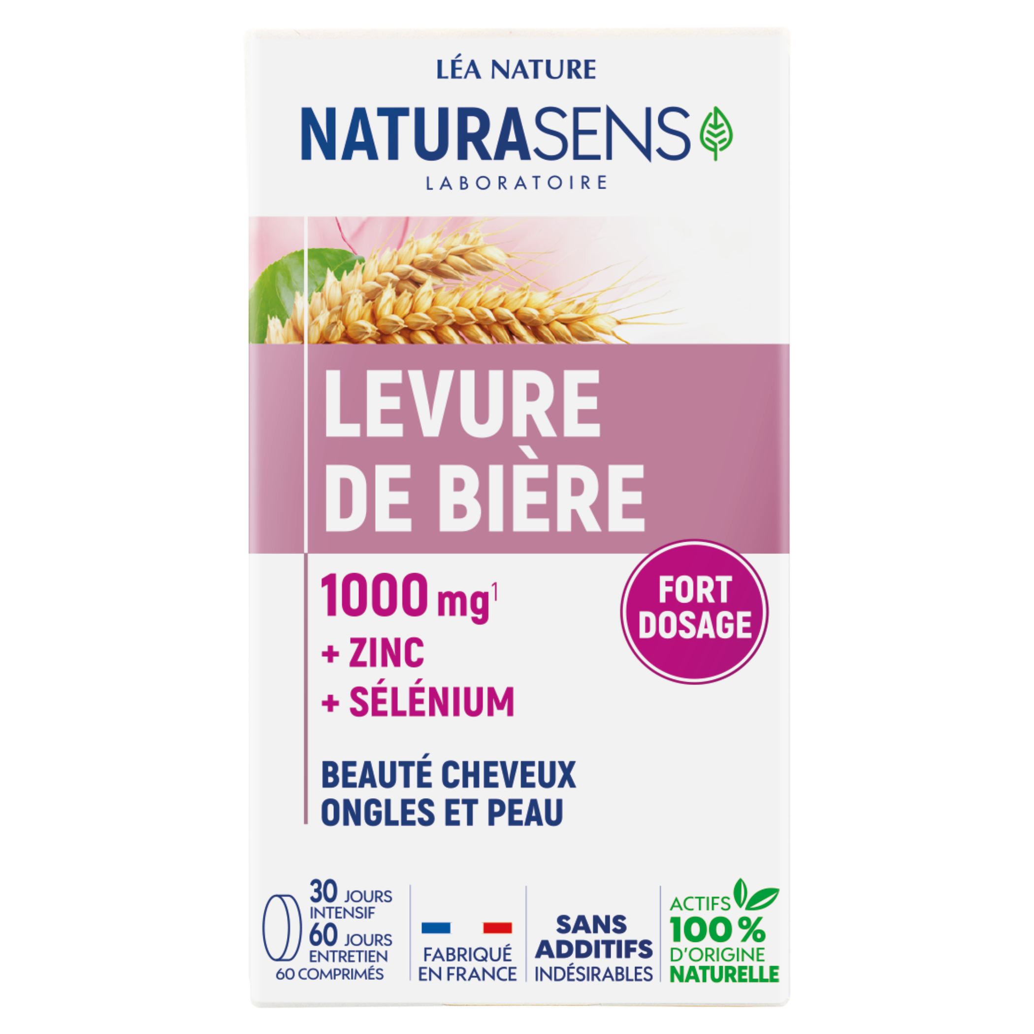 Levure de bière 1000mg - Zinc & Sélénium - Beauté cheveux, ongles & peau - NATURASENS