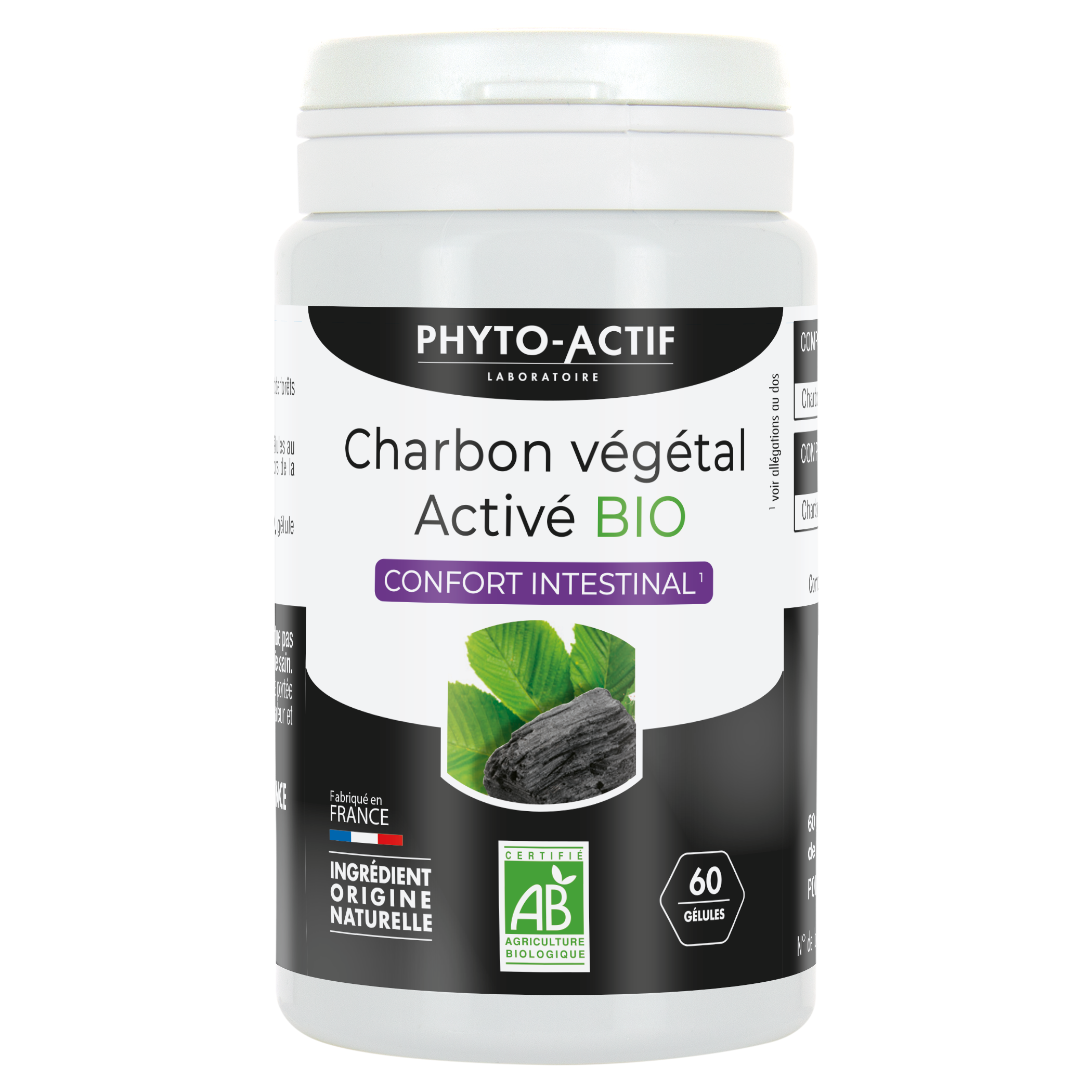 Gélules Charbon végétal activé Bio - PHYTO ACTIF