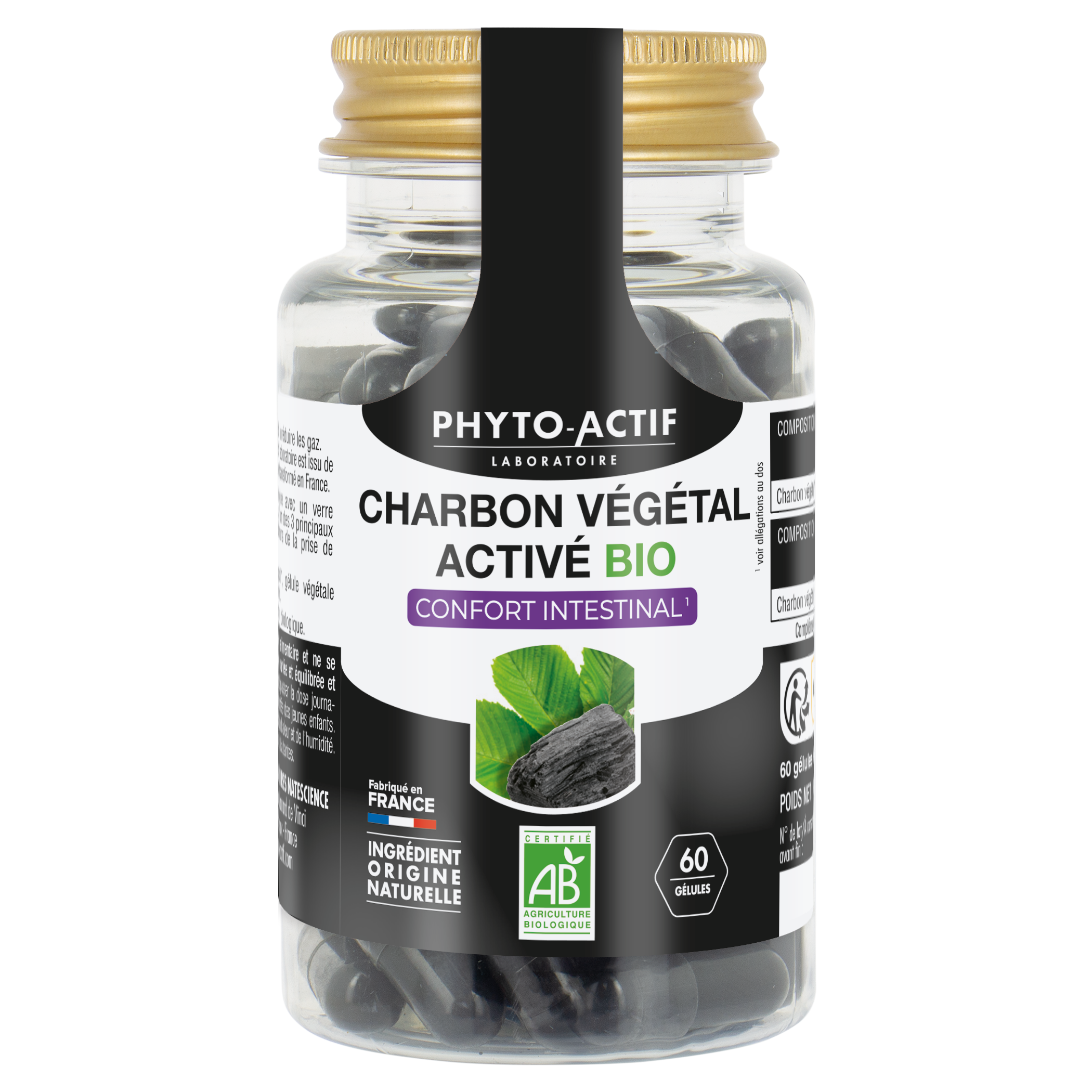 Gélules Charbon végétal activé Bio - PHYTO ACTIF