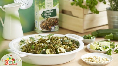 Recette bio et veggie : curry de lentilles vertes aux courgettes