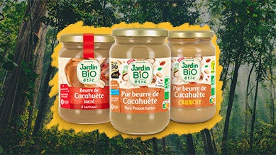 Nos beurres de cacahu&egrave;te bio Jardin BiO &eacute;tic
