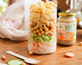 Recette bio de salade de p&acirc;tes &agrave; emporter Jardin BiO &eacute;tic