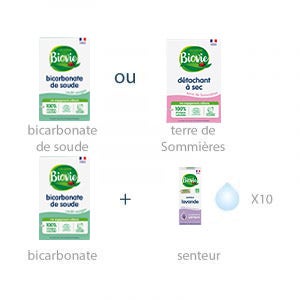 Bicarbonate de soude et détachant à sec