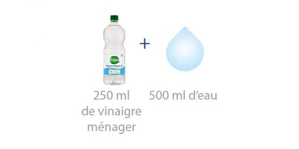 Vinaigre menager et eau